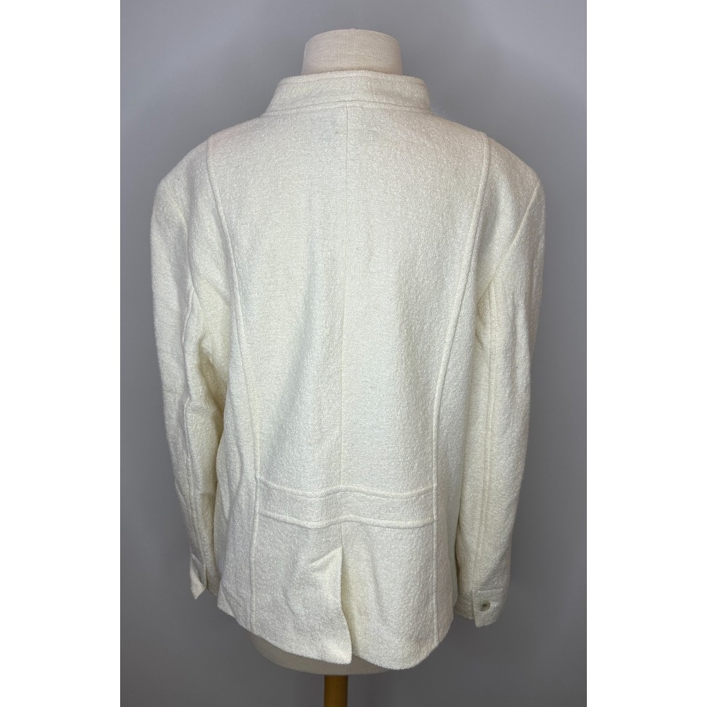 Talbots Boiled Wool Stand Collar JacketIvory Cream Button Pockets Plus Size 16 - Picture 9 of 9